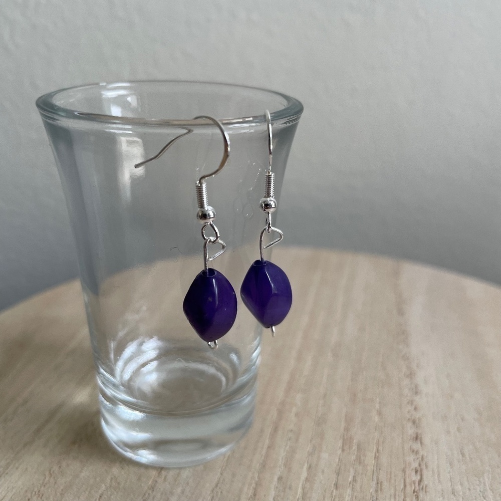 Deep Purple Beaded Earrings